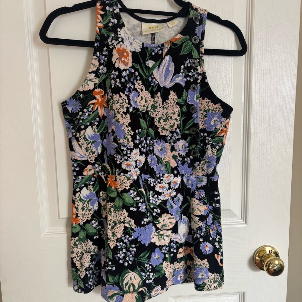 Maeve by Anthropologie Floral Sleeveless Top Button Y2K Size S